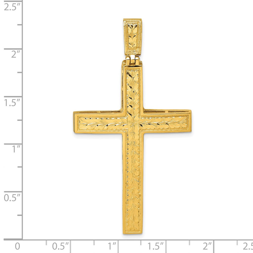 14K Gelbgold polierter Anhänger mit Diamantschliff und Latein-Kreuz-Design