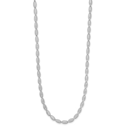 14K Weißgold Poliert/textured Fantasie Oval Glieder Halskette