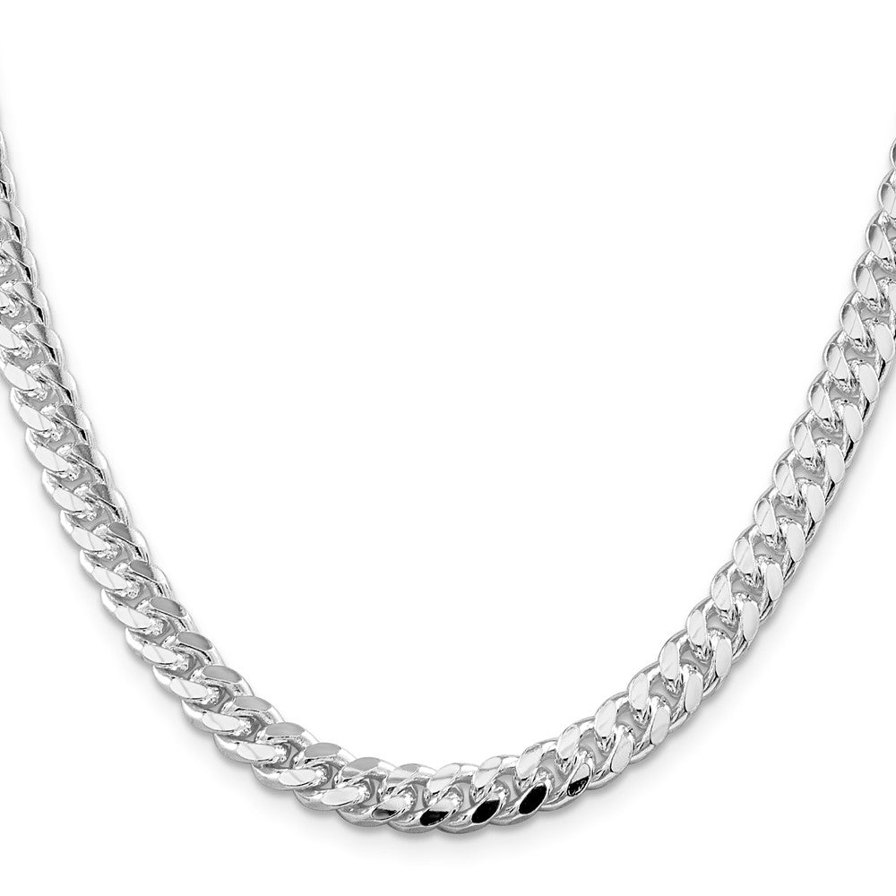 Sterlingsilber Rhodiniert 7mm Gewölbt mit Seite Diamantiert Panzer 26 Zoll Kette