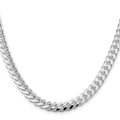 Sterlingsilber Rhodiniert 7mm Gewölbt mit Seite Diamantiert Panzer 26 Zoll Kette