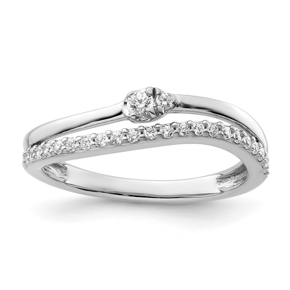 Ring aus 14K Weißgold poliert mit Diamant, doppelter Ehering, Fashion-Ring