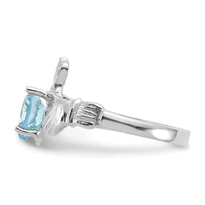 14K Weißgold December Zirkonia Herz Geburtsstein Claddagh Ring