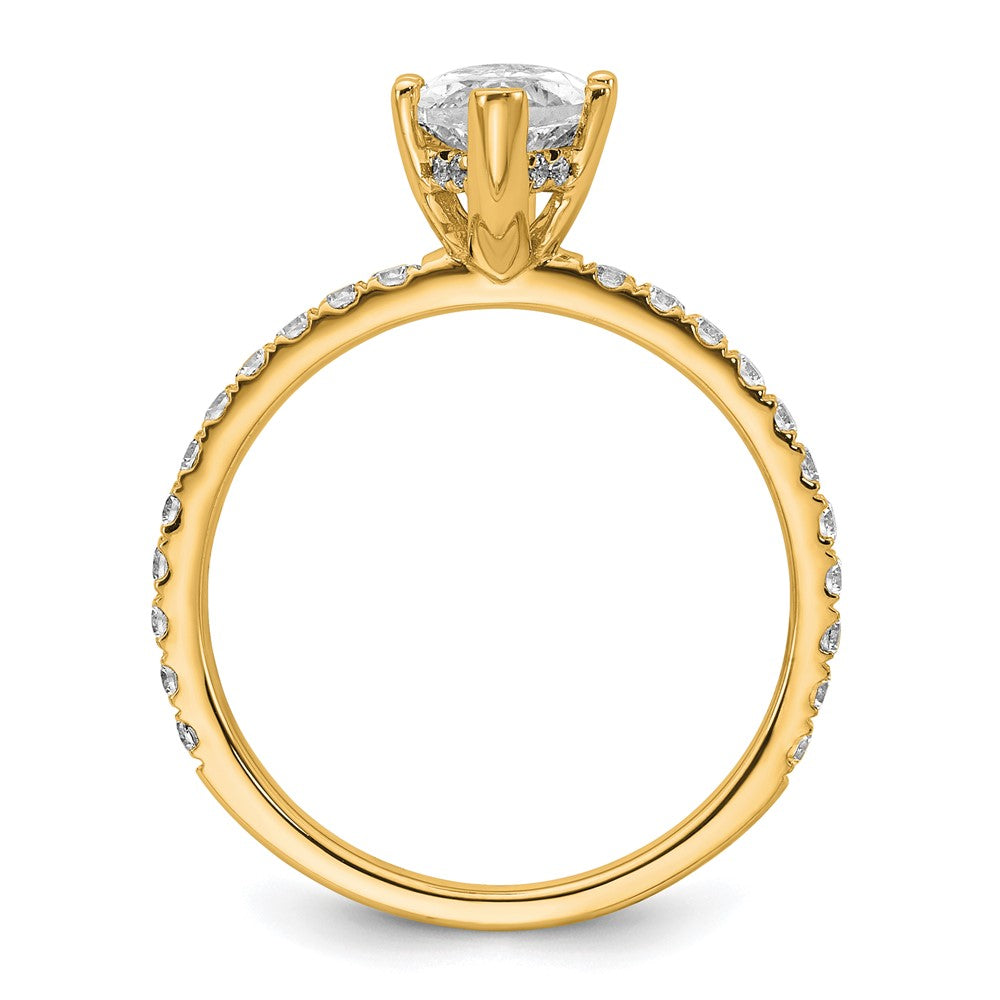 14K Gelbgold Verlobungsring mit Solitär und zertifiziertem, im Labor gezüchtetem Diamant im Marquise-Schliff, 2K, VS/SI+ G+, mit auslaufender Fassung