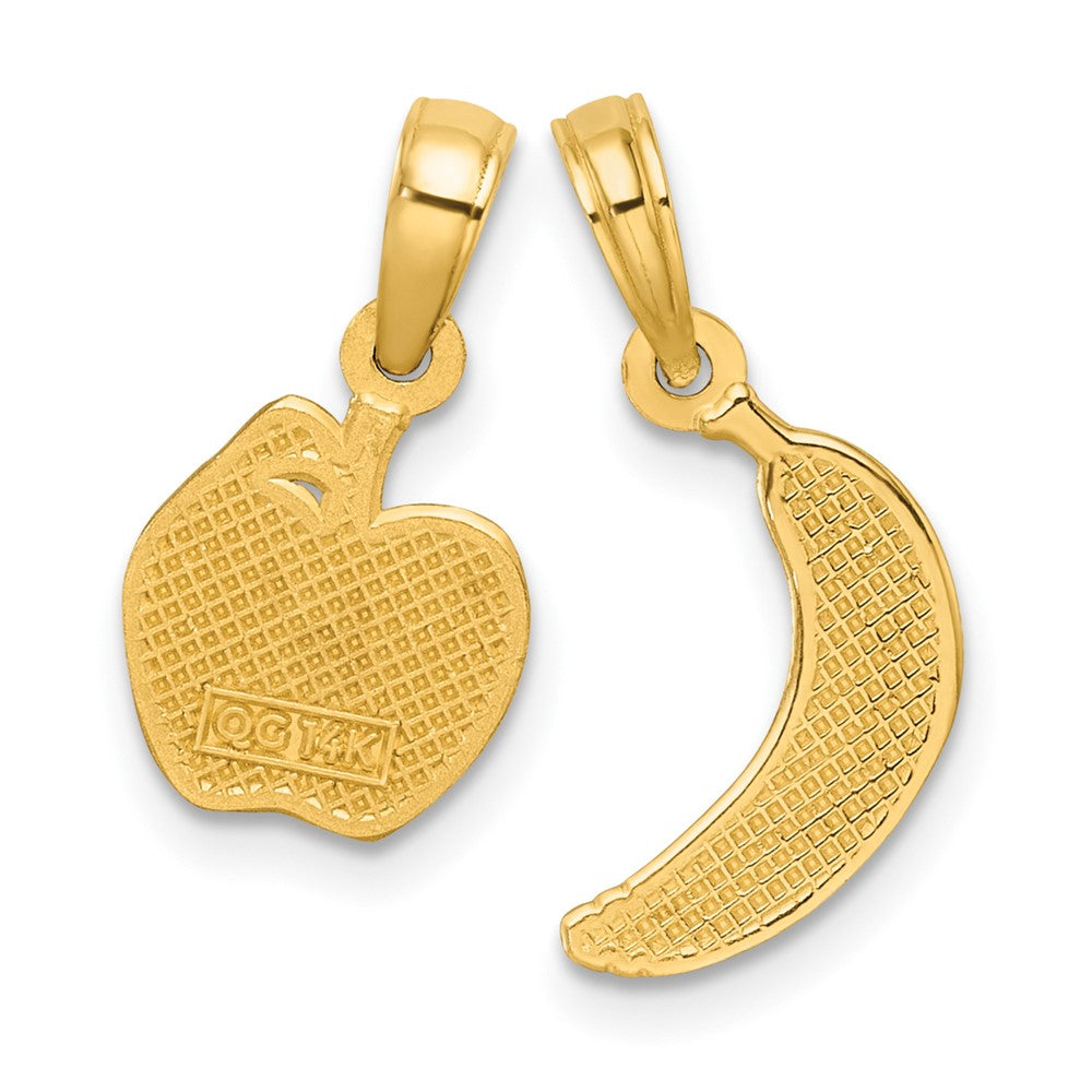 14K Gelbgold Anhänger-Set „Banane und Apfel", poliert