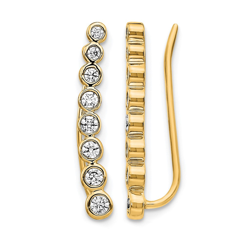 14K Gelbgold Diamant-Ear-Climber-Ohrringe mit abgestufter Zargenfassung, 0,375 ct