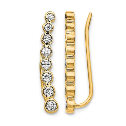 14K Gelbgold Diamant-Ear-Climber-Ohrringe mit abgestufter Zargenfassung, 0,375 ct