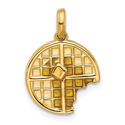14K Gelbgold Fancy-Charm „Waffel mit Biss" mit Epoxidharz-Beschichtung