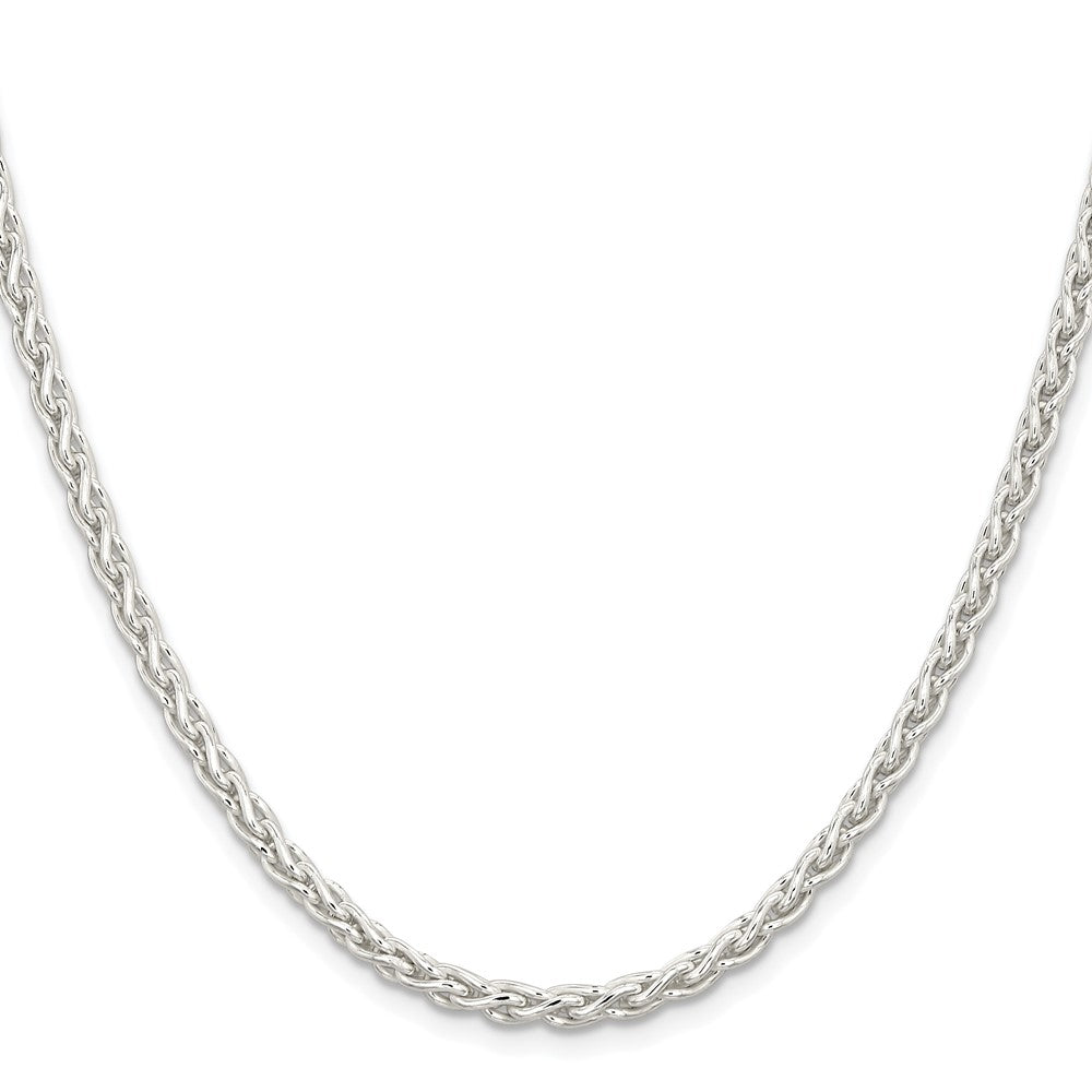 Sterlingsilber Rhodiniert 3.7mm Rund Ährenkette 28 Zoll Kette