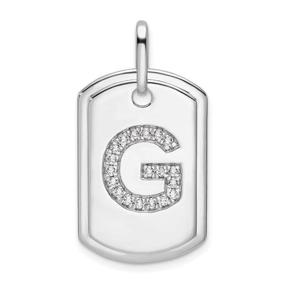 14K Weißgold Erkennungsmarken-Charm mit Diamant-Initiale G