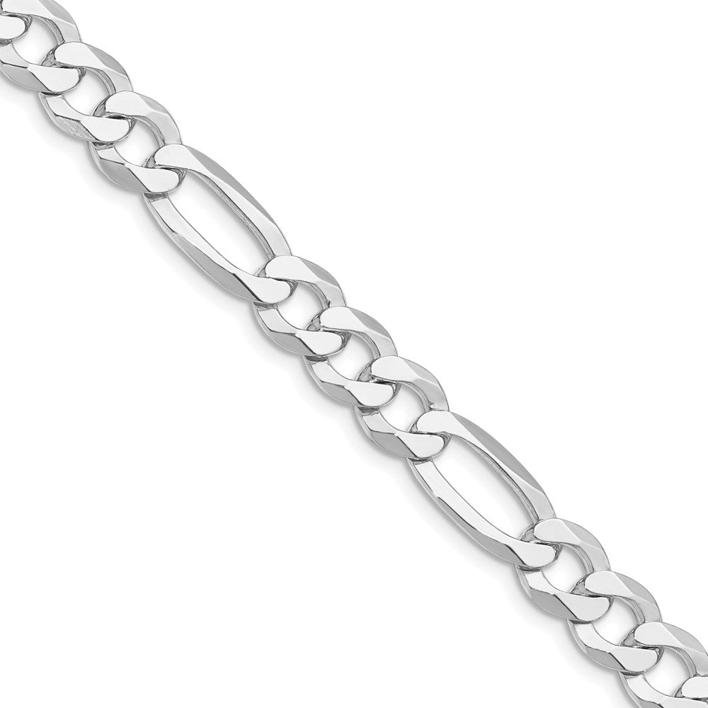 Sterlingsilber Rhodiniert 8.5mm Leicht Flach Figaro Halskette