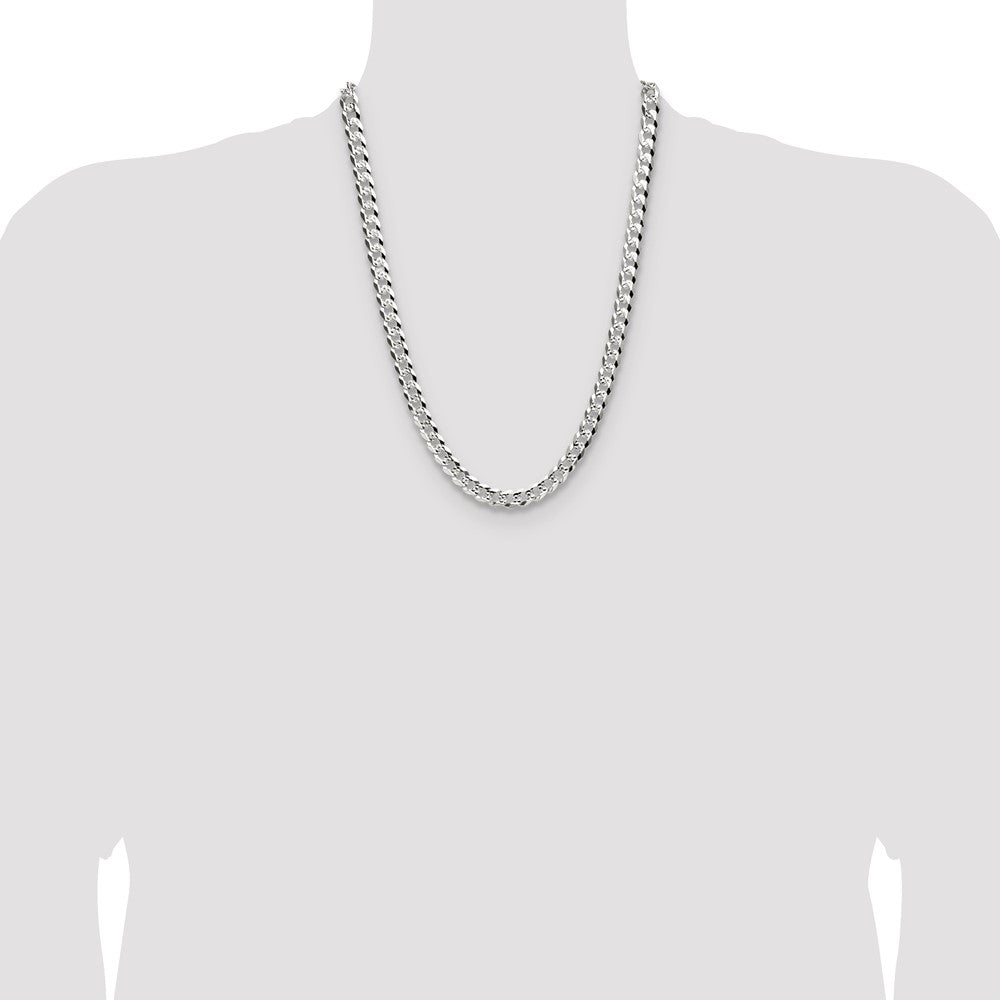 Sterlingsilber 8.25mm Flach Diamantiert Pavé Panzer 24 Zoll Kette