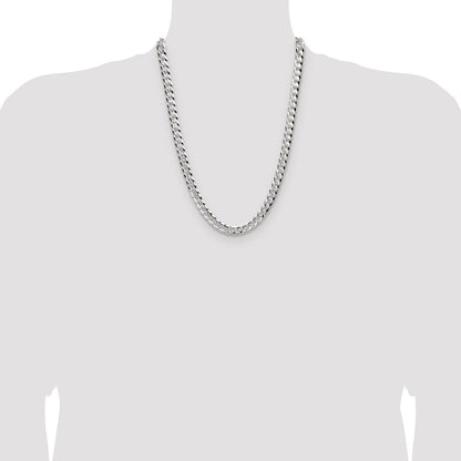 Sterlingsilber 8.25mm Flach Diamantiert Pavé Panzer 24 Zoll Kette