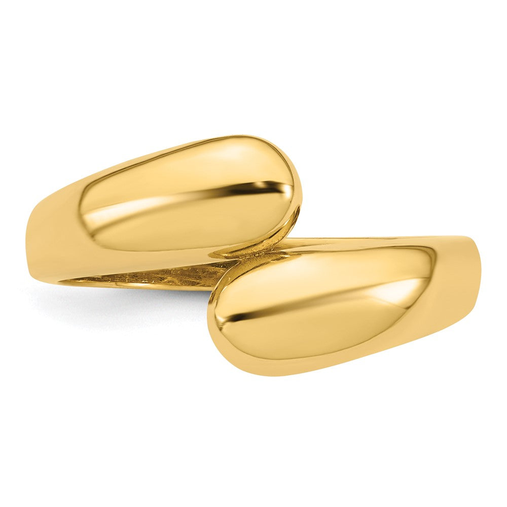 14K Gelbgold Polierter Bypass-Ring Größe 7