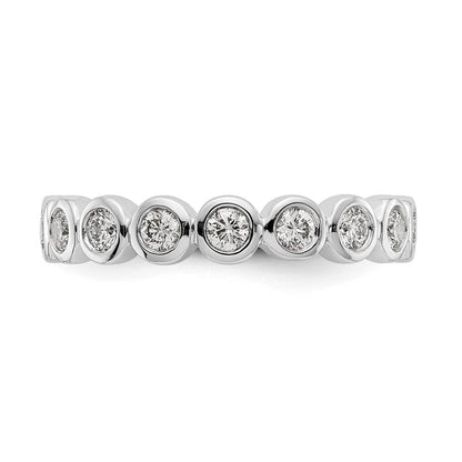 14K Weißgold Poliert Größe 7 Zargenfassung-set 1 Karat Diamant Komplett Memoire Ehering Ring