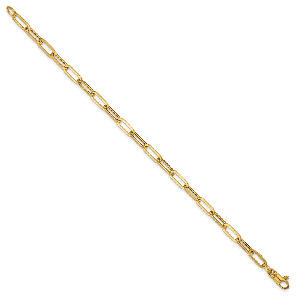 14K Gelbgold Poliert 4mm Büroklammer Glieder 18 Zoll Halskette
