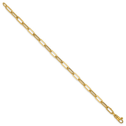 14K Gelbgold Poliert 4mm Büroklammer Glieder 18 Zoll Halskette