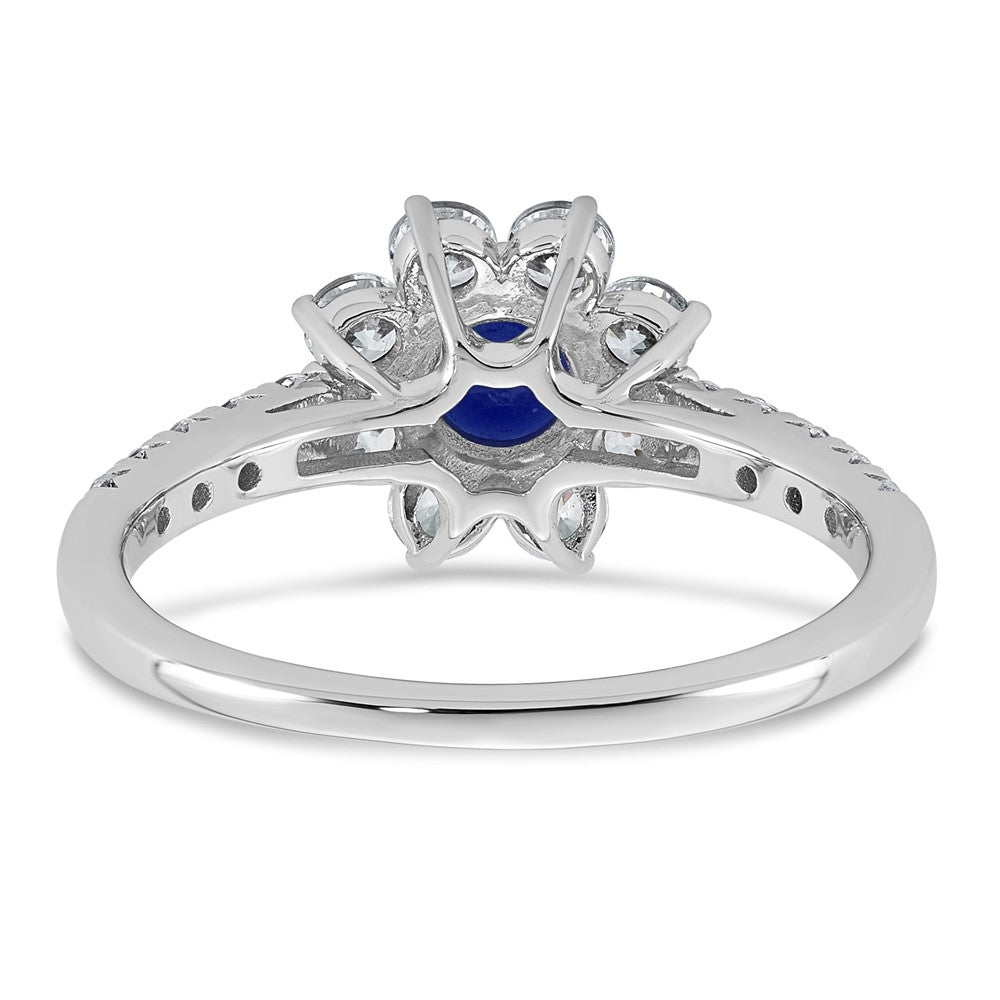 14K Weißgold Vs/si G+ Im Labor Gezüchtet Diamant und Aaa Qualität Echt Blau Sapp