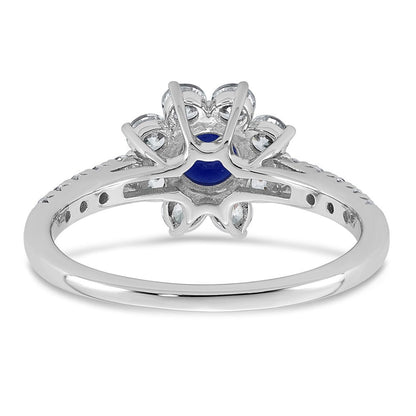 14K Weißgold Vs/si G+ Im Labor Gezüchtet Diamant und Aaa Qualität Echt Blau Sapp