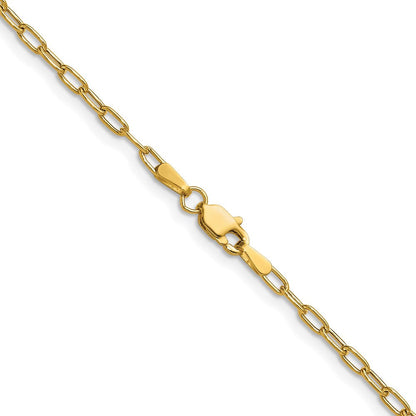 14K Gelbgold 2.2mm Halbmassiv Abgeschrägt Büroklammer Halskette