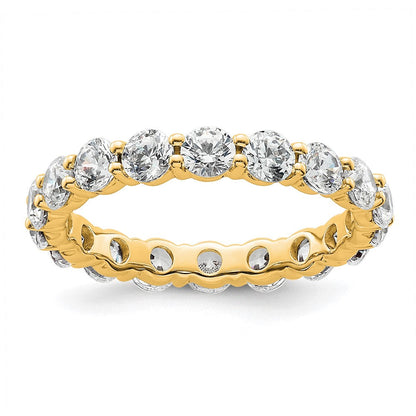 14K Gelbgold Poliert Größe 5.5 Shared Krappen 2 Karat Diamant Komplett Memoire Ehering Ring