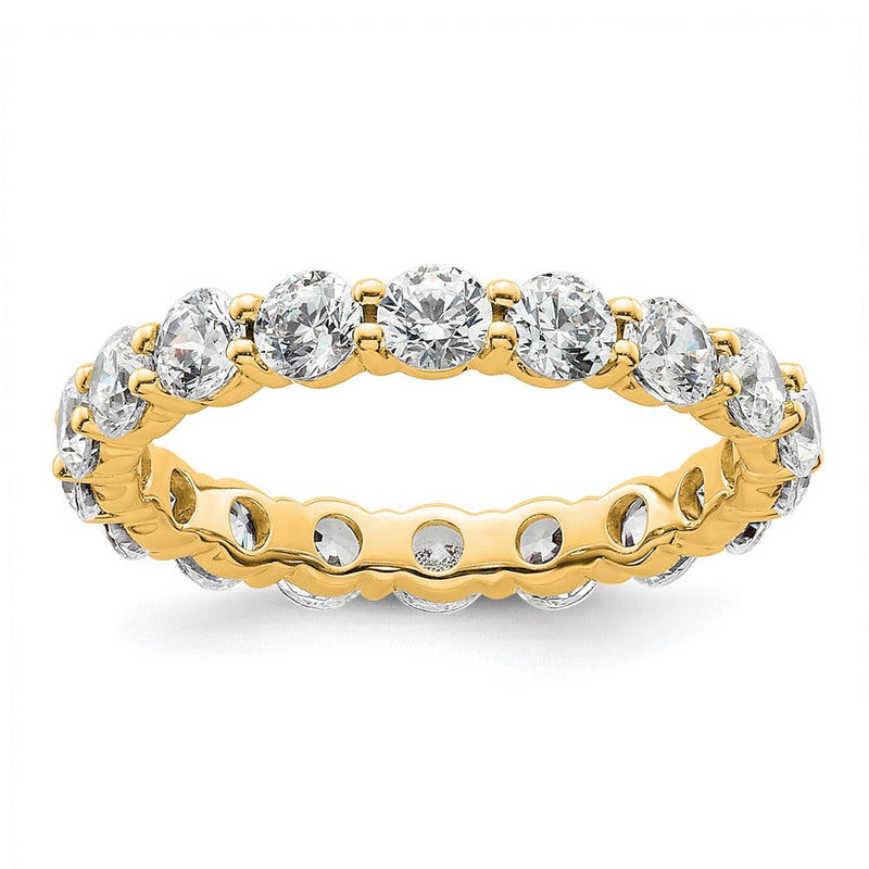14K Gelbgold Poliert Größe 5.5 Shared Krappen 2 Karat Diamant Komplett Memoire Ehering Ring