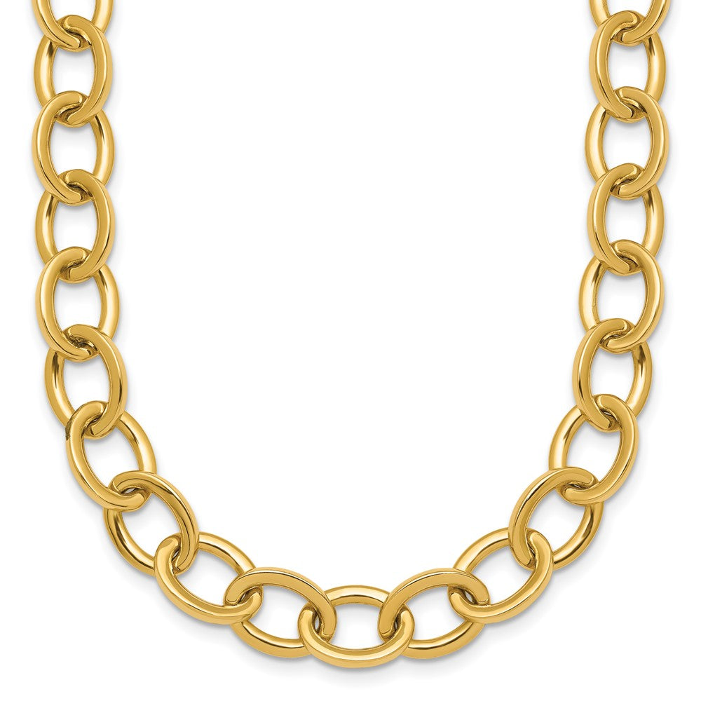 14K Gelbgold Poliert 9mm Rund Ankerkette Kette 18 Zoll Halskette