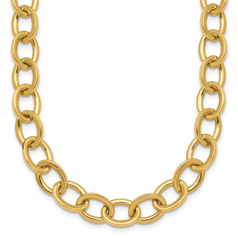 14K Gelbgold Poliert 9mm Rund Ankerkette Kette 18 Zoll Halskette