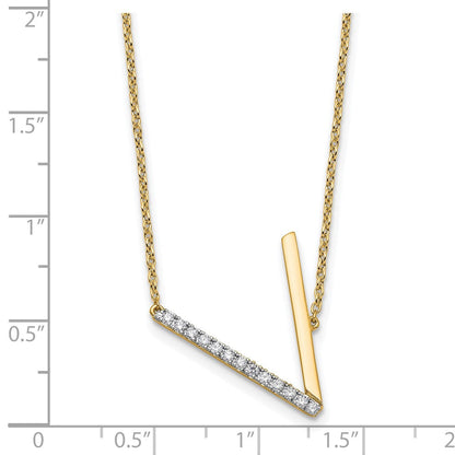 14K Gelbgold Seitlich Diamant Initiale V 18 Zoll Halskette