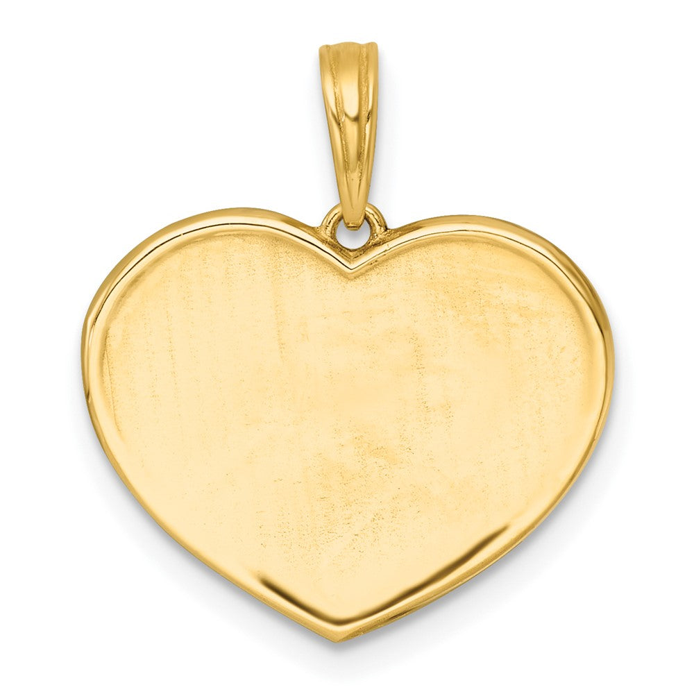 14K Gelbgold Polierter Emaille-Pfotenabdruck-Charm in rosa Herz