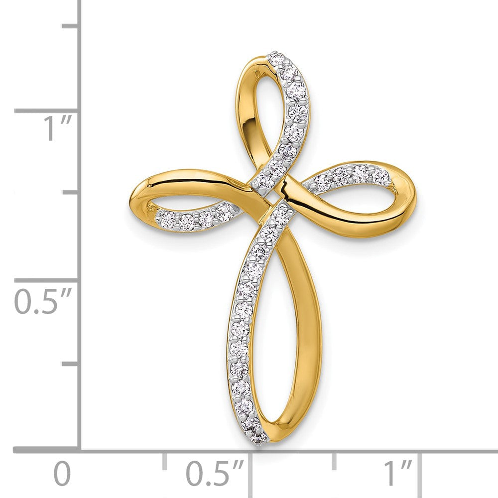 14K Gelbgold 1/3 Karat Diamant Kreuz Omega Anhänger