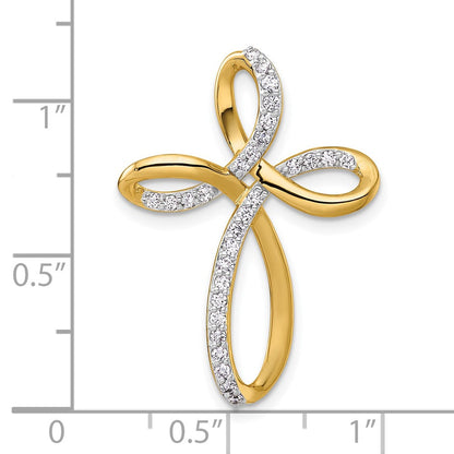 14K Gelbgold 1/3 Karat Diamant Kreuz Omega Anhänger