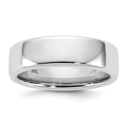 14K Weißgold 6 mm Europäischer Ehering mit Komfort-Passform