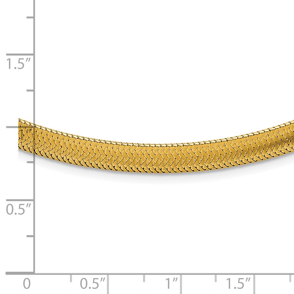 14K Gelbgold Poliert 6.1mm Geflochten Netz 17 Zoll Halskette