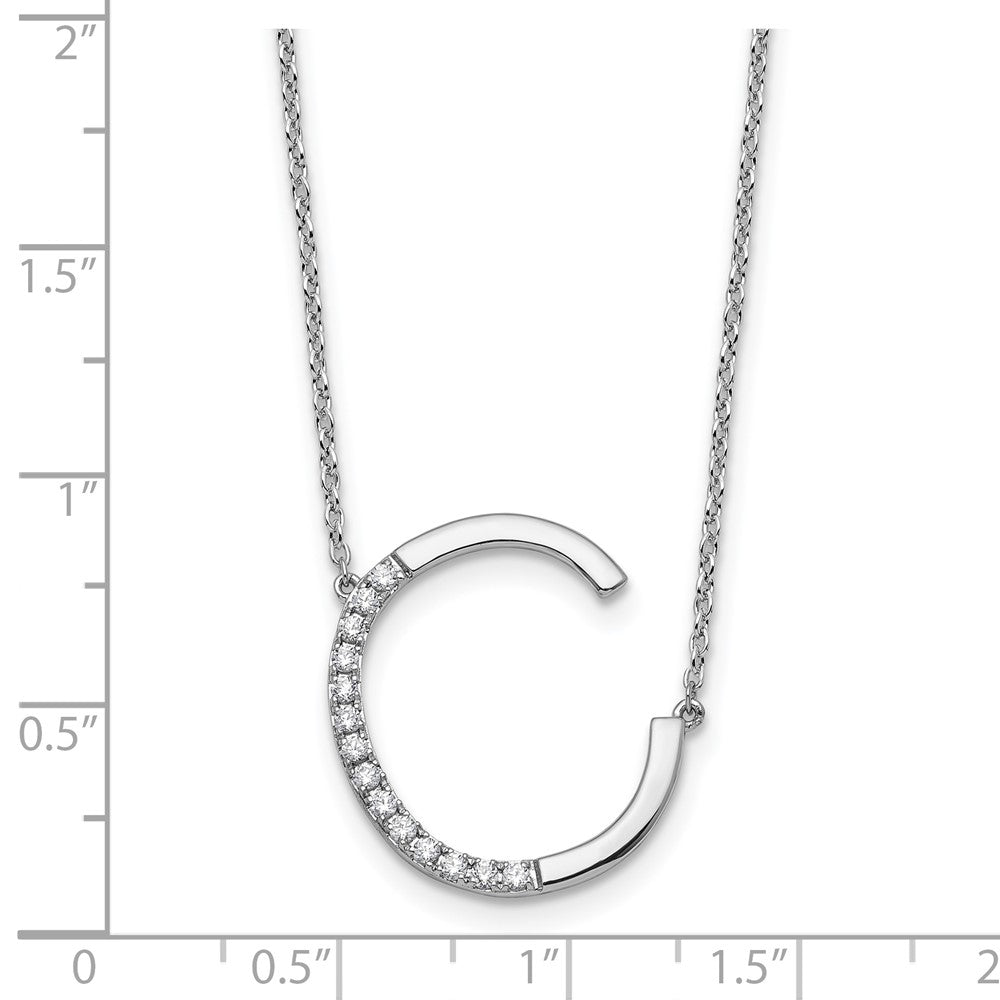 14K Weißgold Seitlich Diamant Initiale C 18 Zoll Halskette
