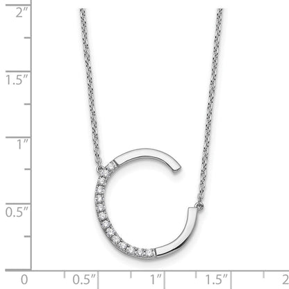 14K Weißgold Seitlich Diamant Initiale C 18 Zoll Halskette