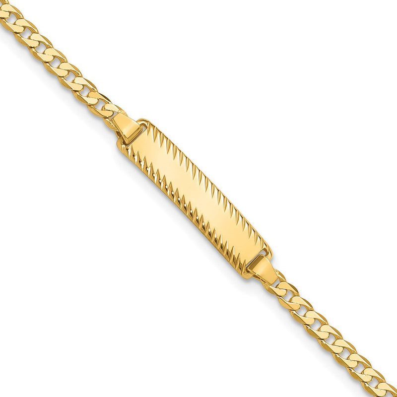 14K Gelbgold Poliert Massiv Kette/solid Platte Panzer Glieder Diamantiert 20x5mm Platte 8 Zoll Id Armband