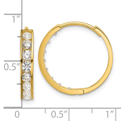14K Gelbgold Poliert Zirkonia 4x20mm Huggie Creolen
