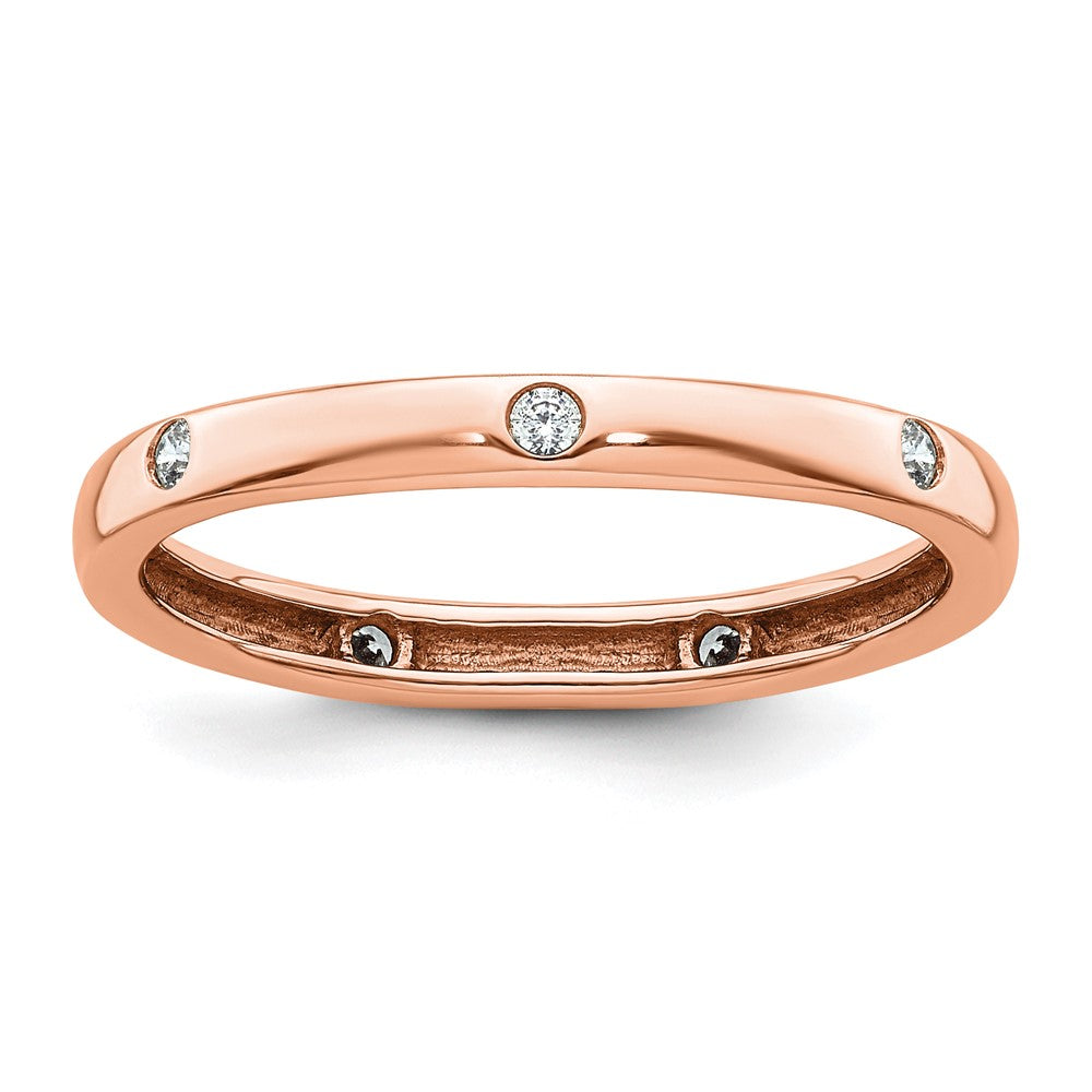 14K Roségold Poliert Größe 8.5 Zargenfassung-set 1/10 Karat Diamant Komplett Memoire Ehering Ring