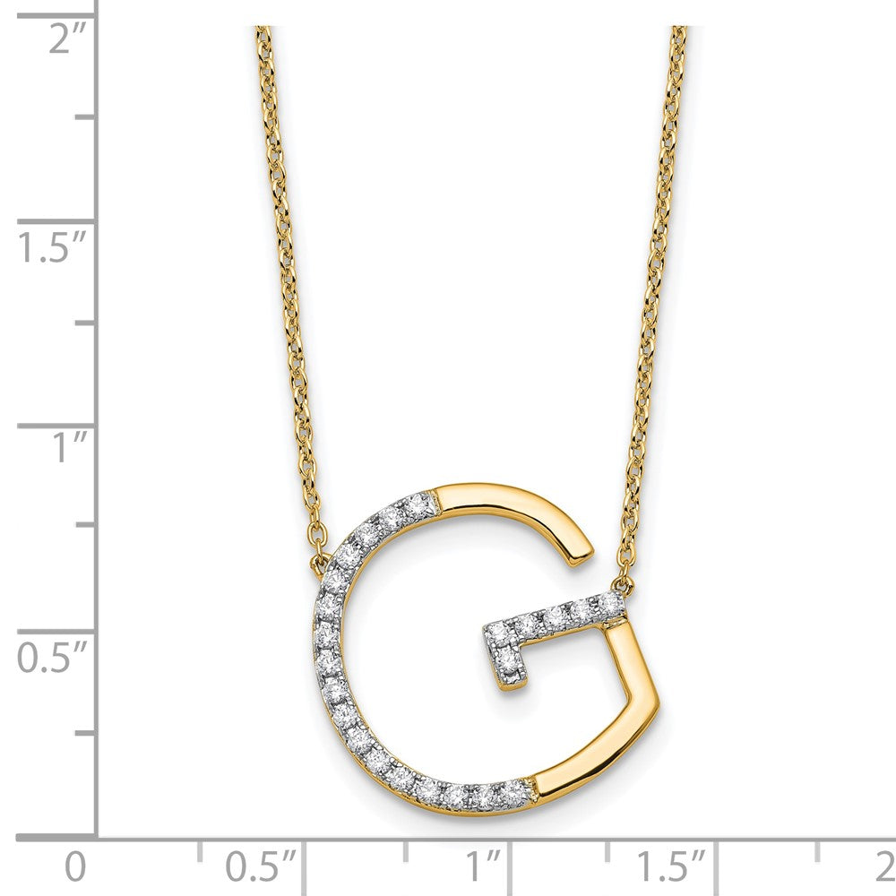 14K Gelbgold Seitlich Diamant Initiale G 18 Zoll Halskette