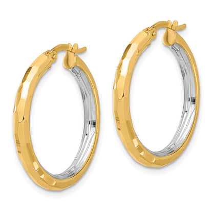 14K Gelbgold mit Rhodium Poliert und Diamantiert Creolen