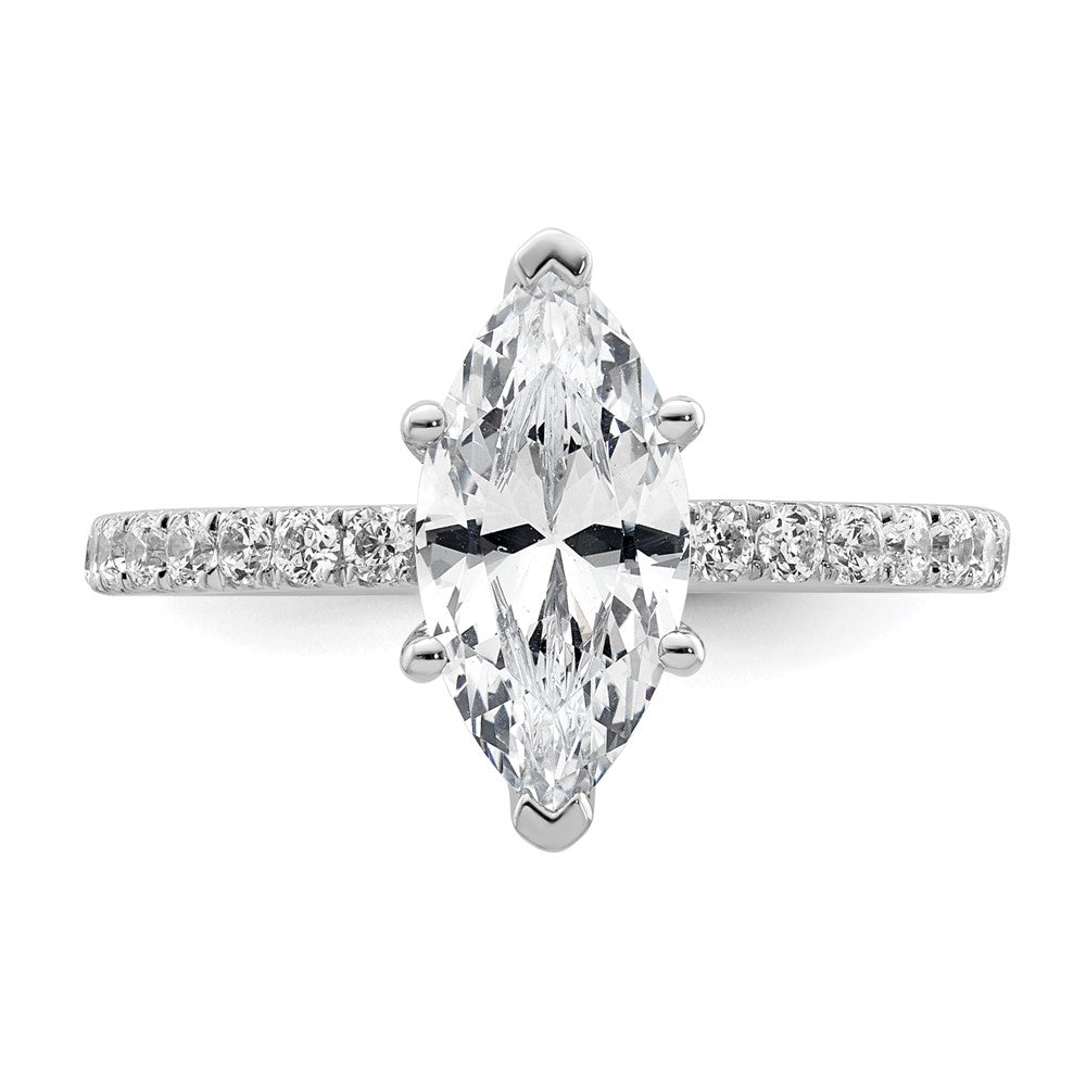 14K Weißgold Verlobungsring mit 2,625 ct. zertifiziertem, im Labor gezüchtetem Diamanten VS+ F+ im Marquise-Schliff, kompletter Solitär mit Flair
