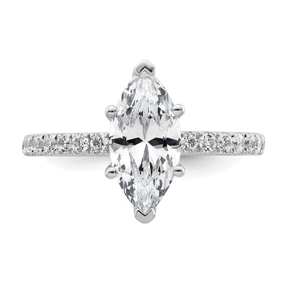 14K Weißgold Verlobungsring mit 2,625 ct. zertifiziertem, im Labor gezüchtetem Diamanten VS+ F+ im Marquise-Schliff, kompletter Solitär mit Flair