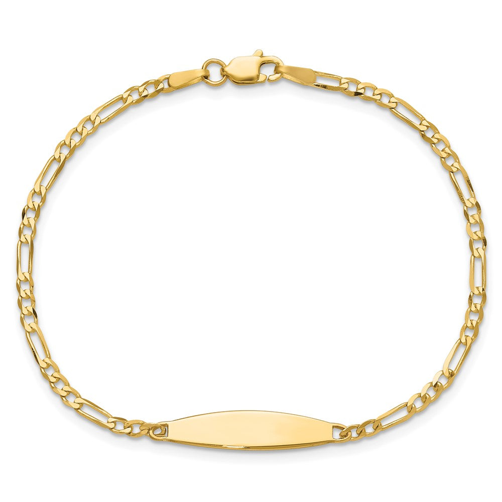14K Gelbgold Poliert Massiv Kette/solid Platte Figaro Glieder 24.6x5.5mm Platte Id Armband