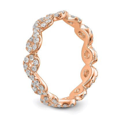 14K Roségold Poliert Unendlichkeit Shared U Krappen Größe 5 Diamant Memoire Ehering Ring