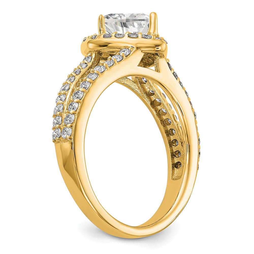 14K Gelbgold Diamant Herz Halbfassung Heiligenschein Verlobungsring