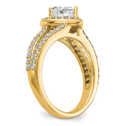 14K Gelbgold Diamant Herz Halbfassung Heiligenschein Verlobungsring