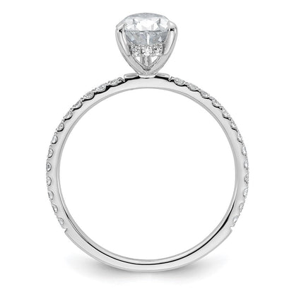 14K Weißgold 1,375 Karat zertifizierter im Labor gezüchteter Diamant VS+ F+ Birne Solitär mit Schwung Verlobungsring
