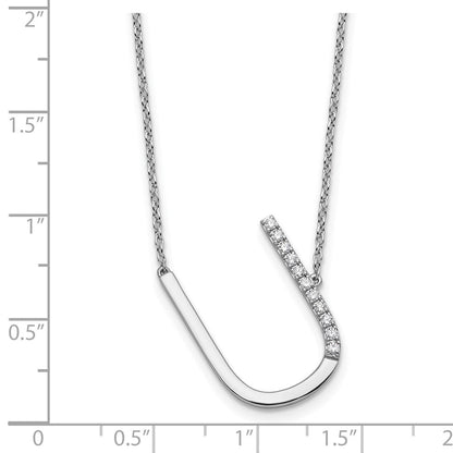 14K Weißgold Seitlich Diamant Initiale U 18 Zoll Halskette