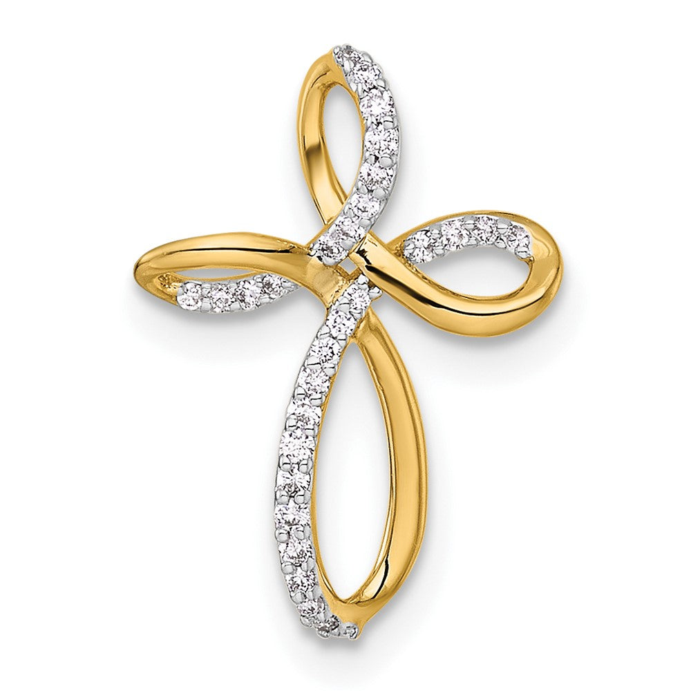 14K Gelbgold 1/10 Karat Diamant Kreuz Kette Anhänger