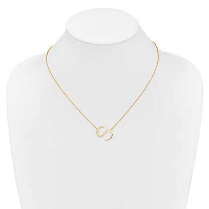14K Gelbgold Seitlich Diamant Initiale S 18 Zoll Halskette